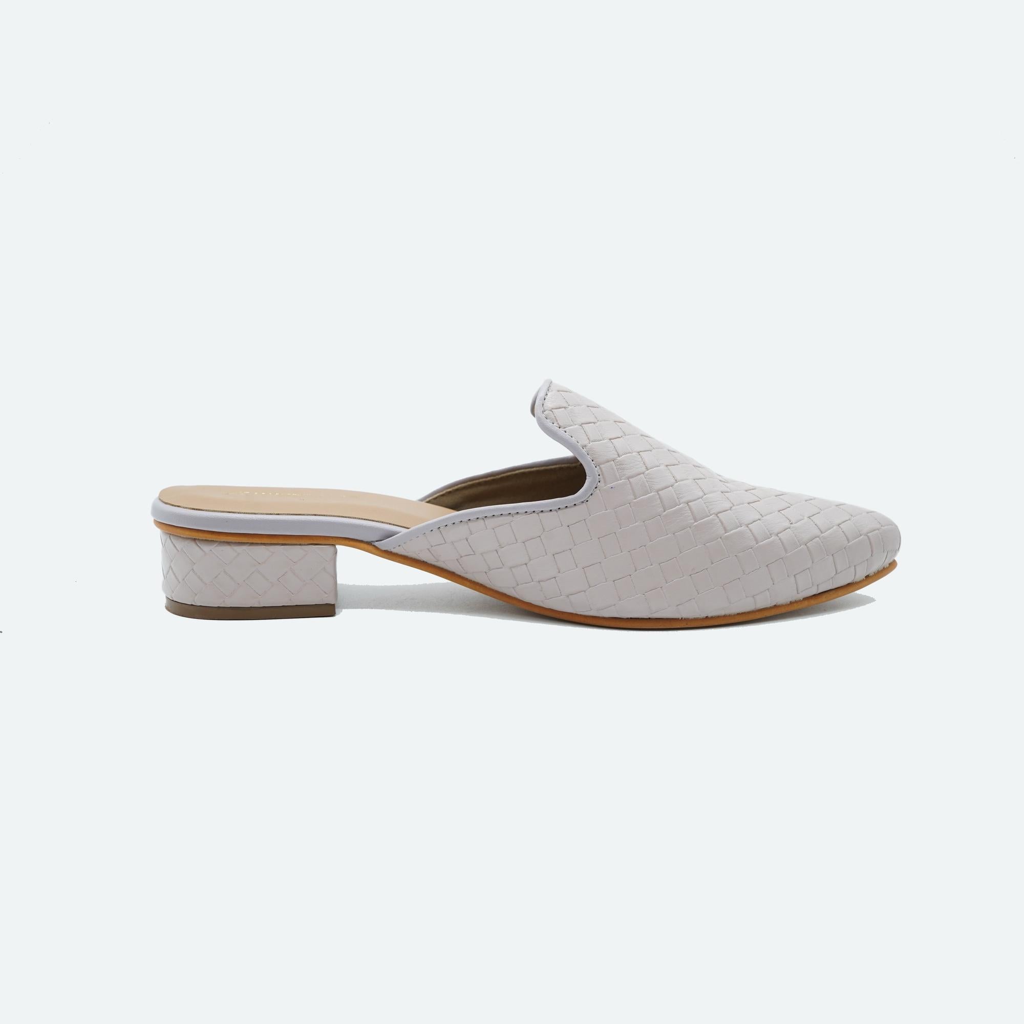 Matte Muse Light-Grey Textured Mules