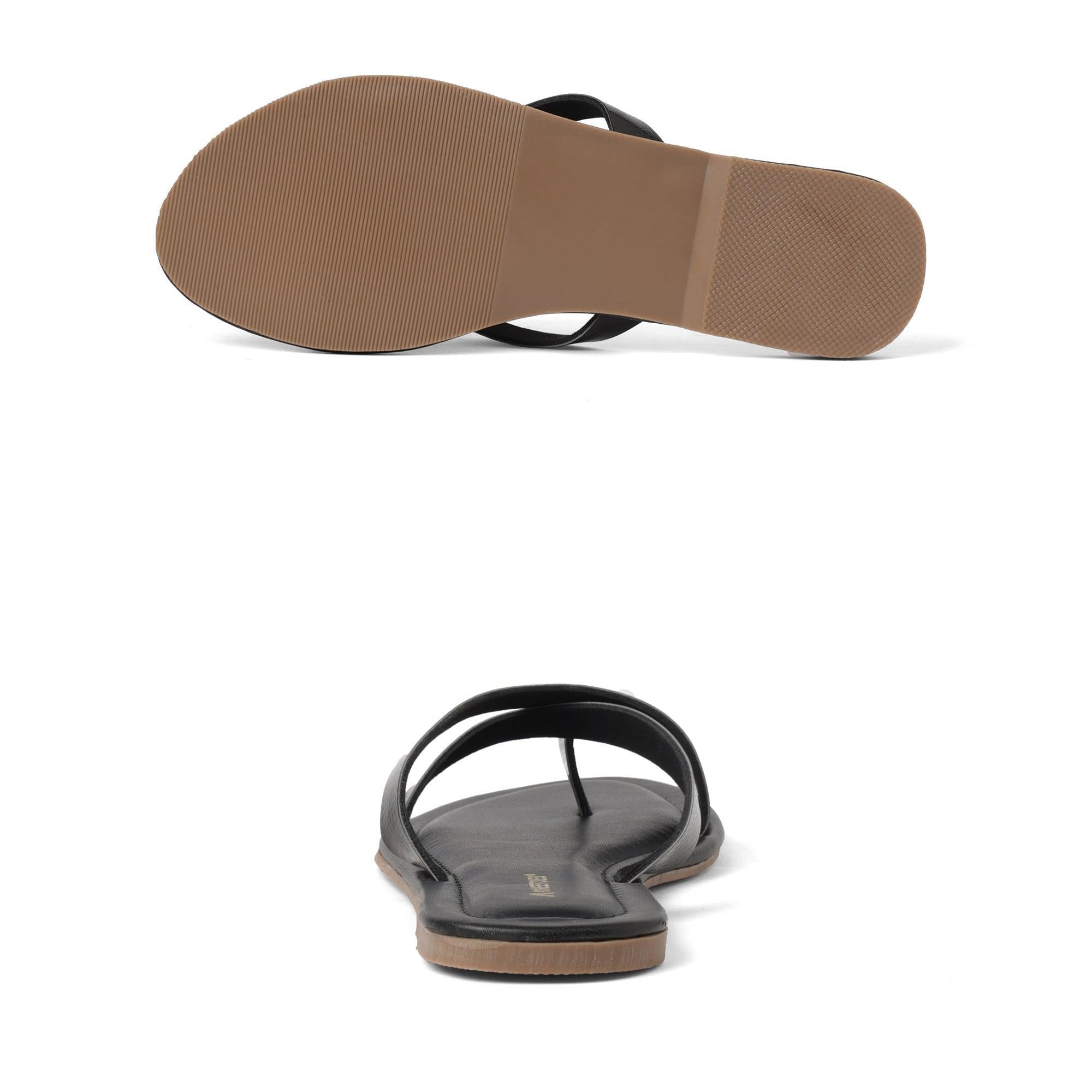 Elevated Criss-Cross Black One-Toe Sandals