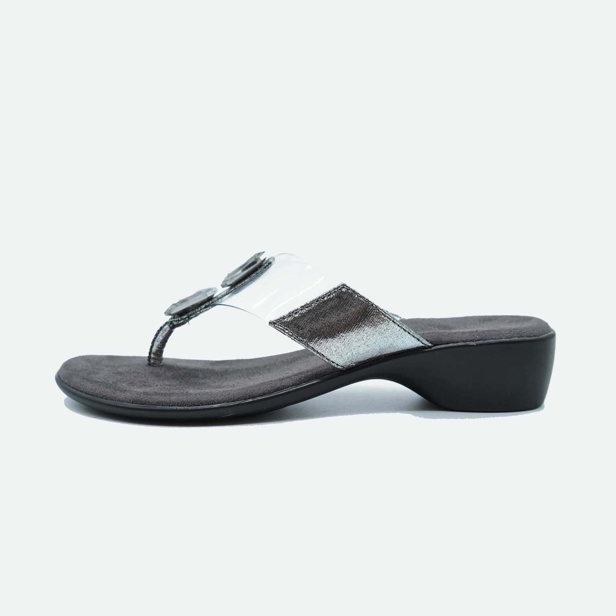 Gemglow Transparent Grey Thong Sandals