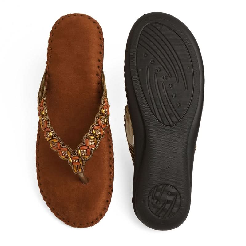 Gold Bead Luxe Thong Sandals