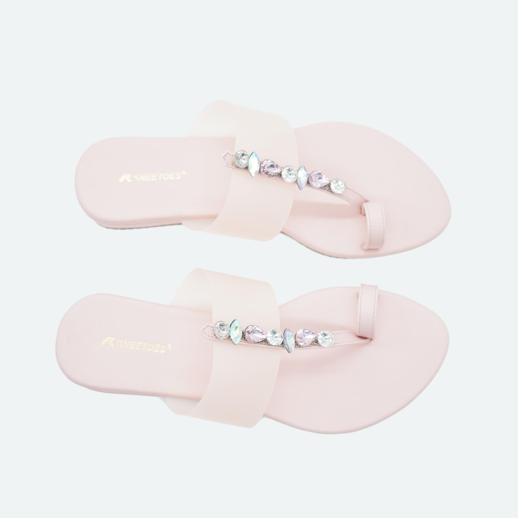Dazzling Light-Pink One-Toe Sandals