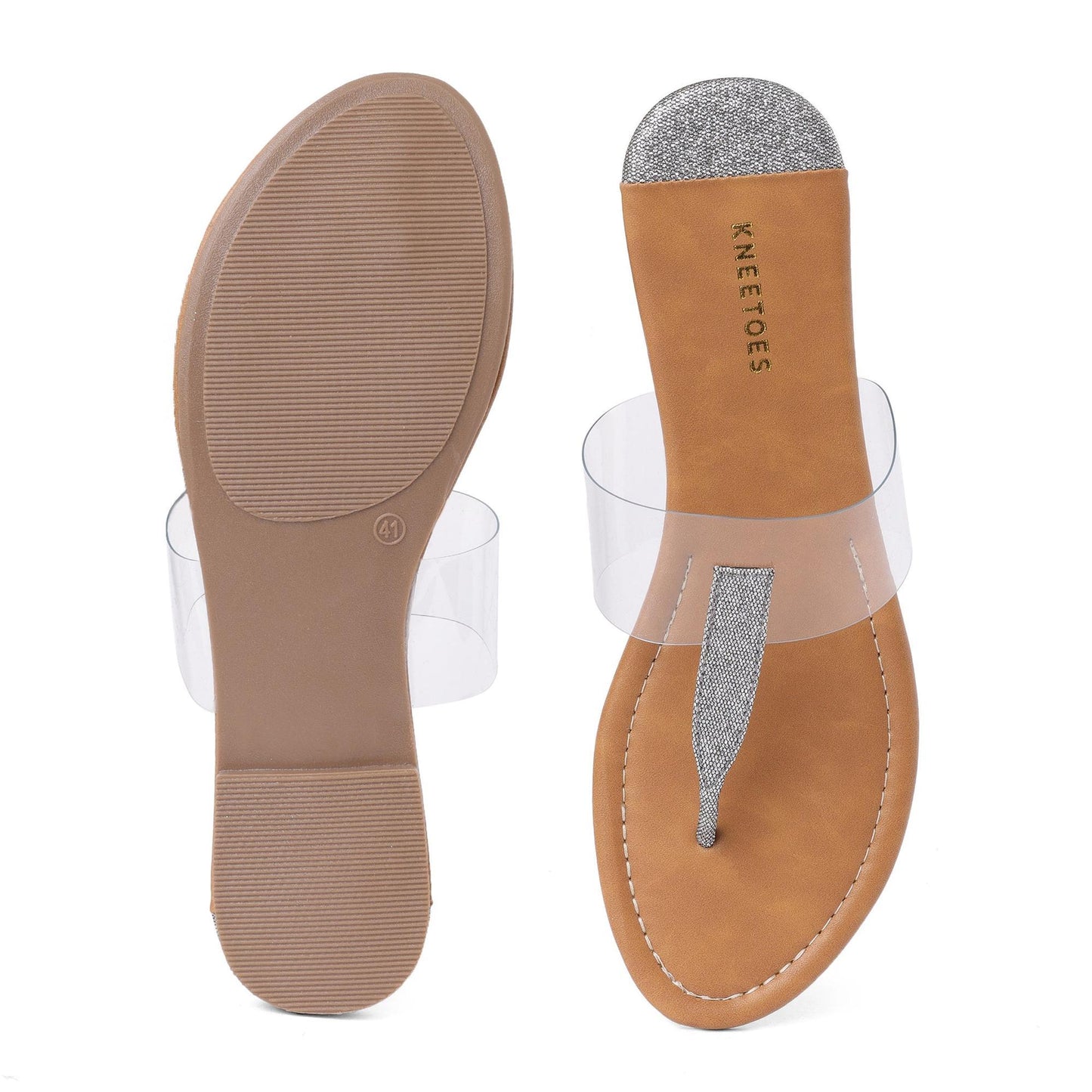 Transparent glossy T-Strap Slippers