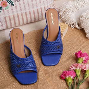Bold Blue Textured Stiletto Sandals