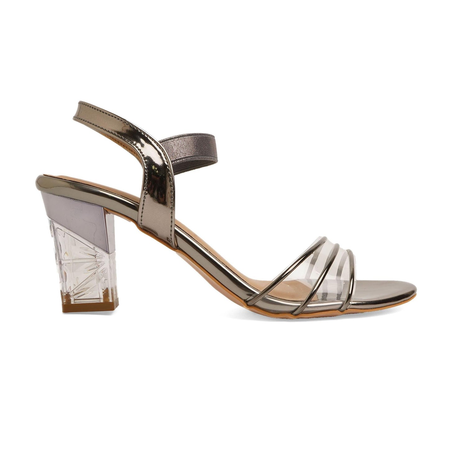 Silver Metallic Glass Shine Heels