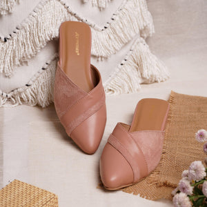 Nude Solid Block Heel Mules