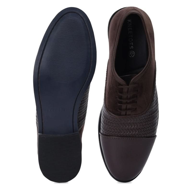 Textured Panel Leather Oxford Shoes