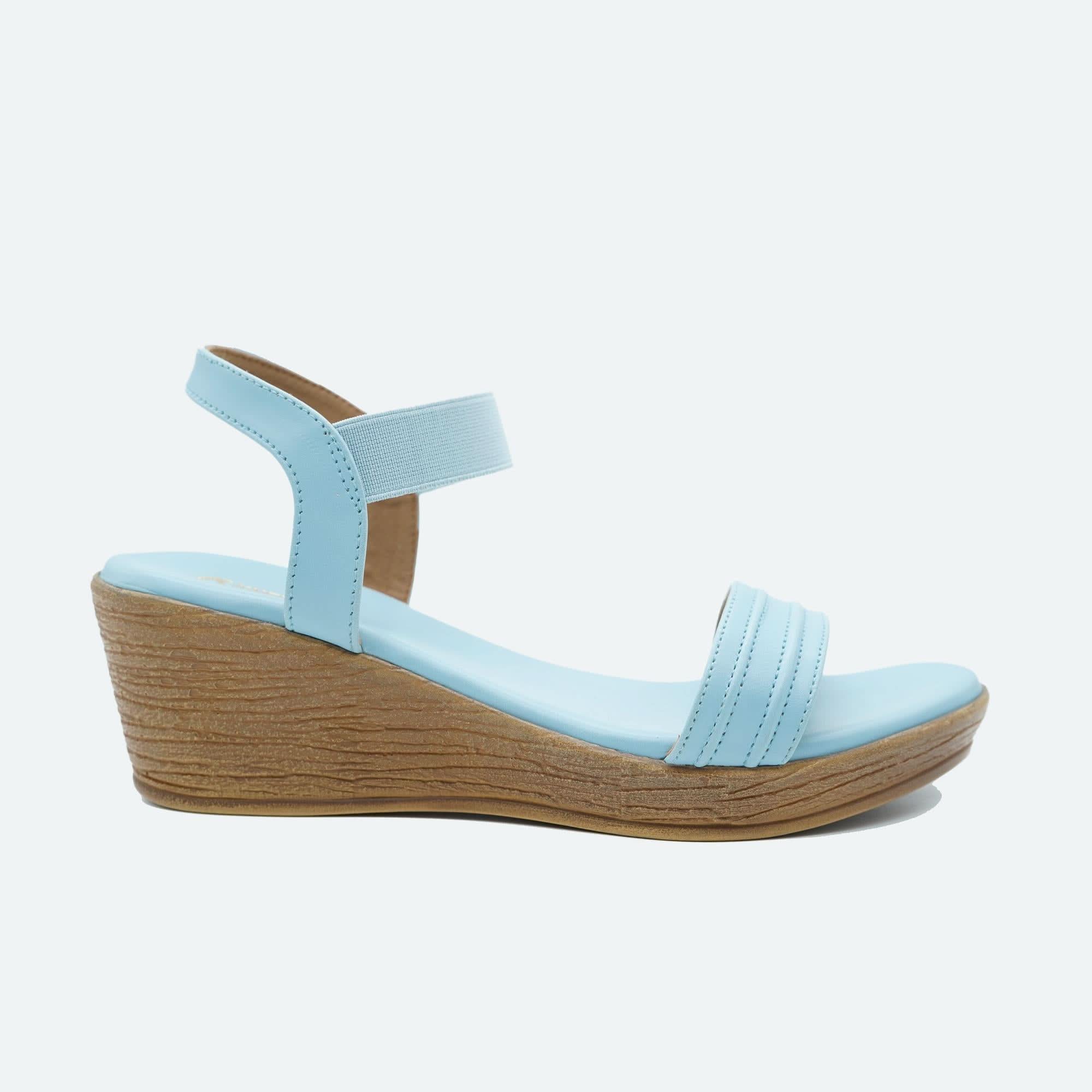 Breezy Light-Blue Casual Wedge Heels