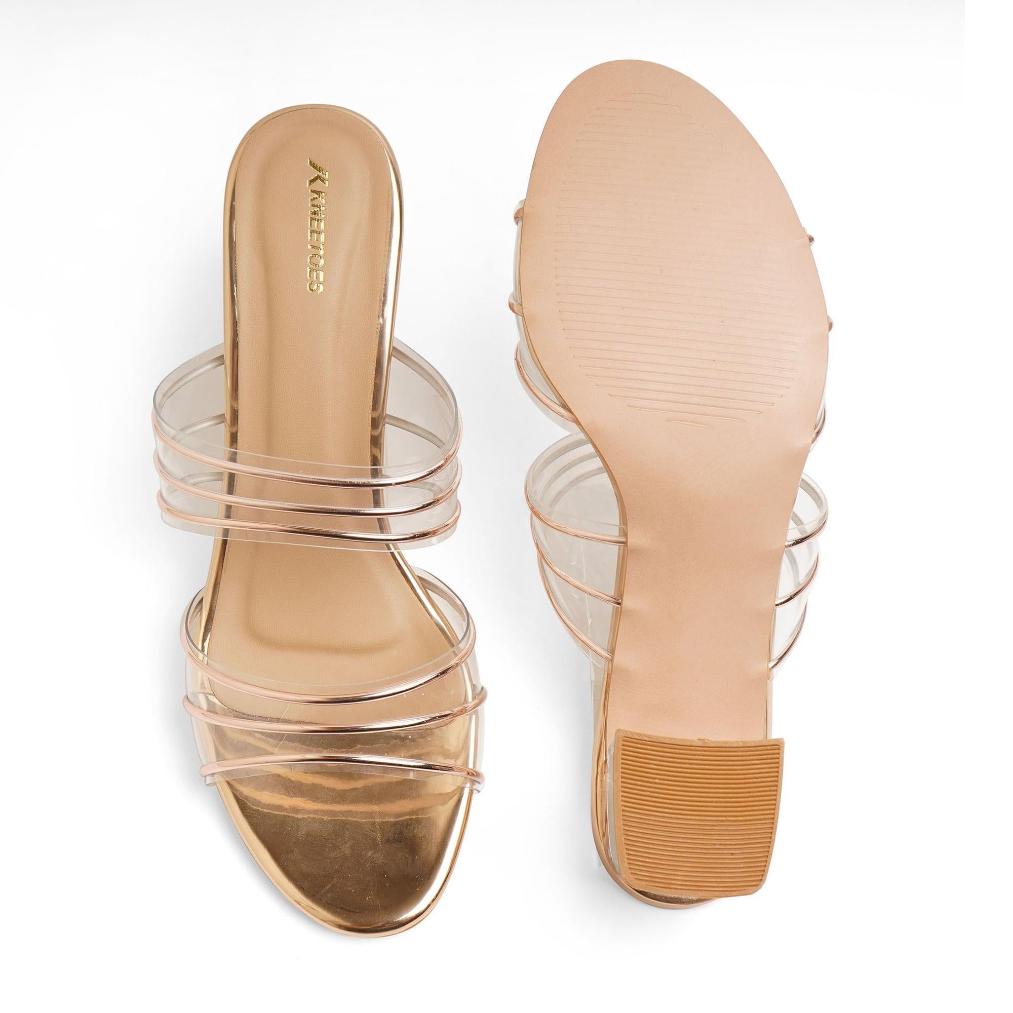 Bold Gold Block Heel Party Sandals