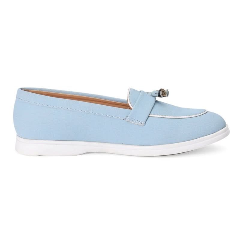 Blue Round-Toe Durable Loafers