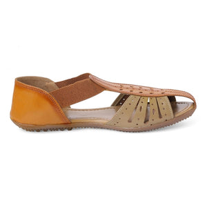 Two-tone Light Brown Laser-cut Sandals