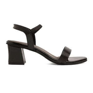 Classic Charm Black Block Heel Sandals