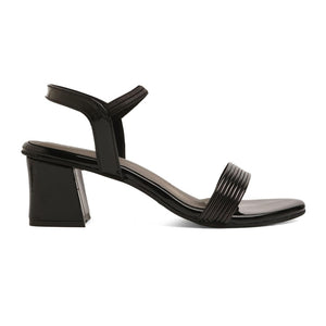 Classic Charm Black Block Heel Sandals