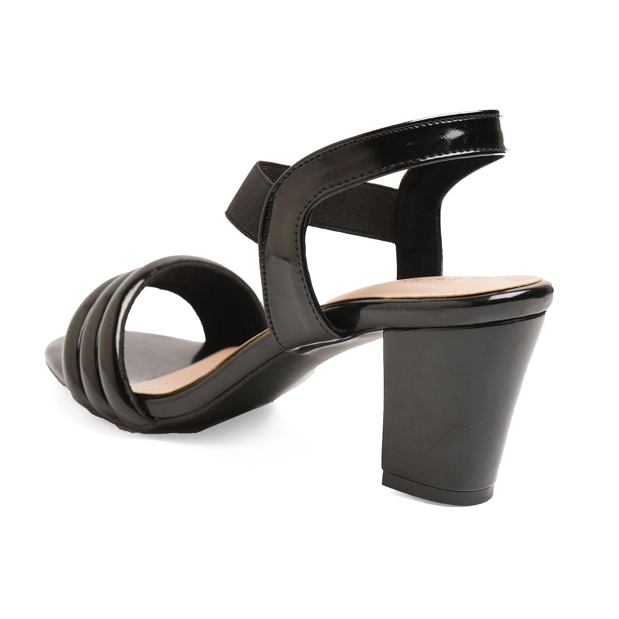 Soft Cushioned Black Ankle-Strap Heels