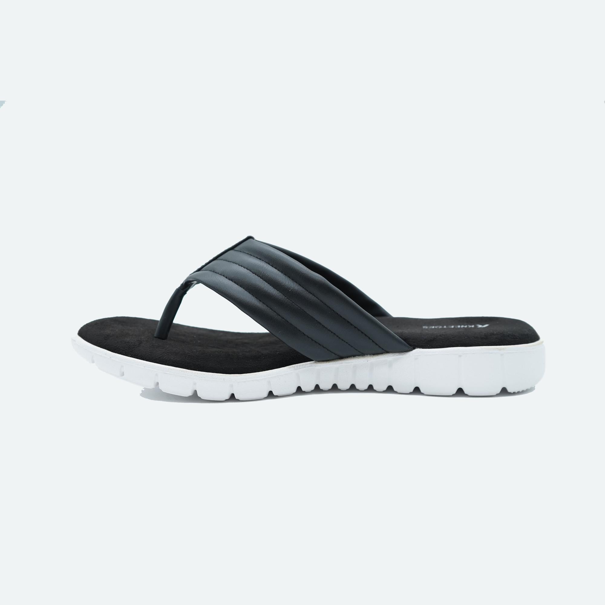 Black Quilted Thong Sandals