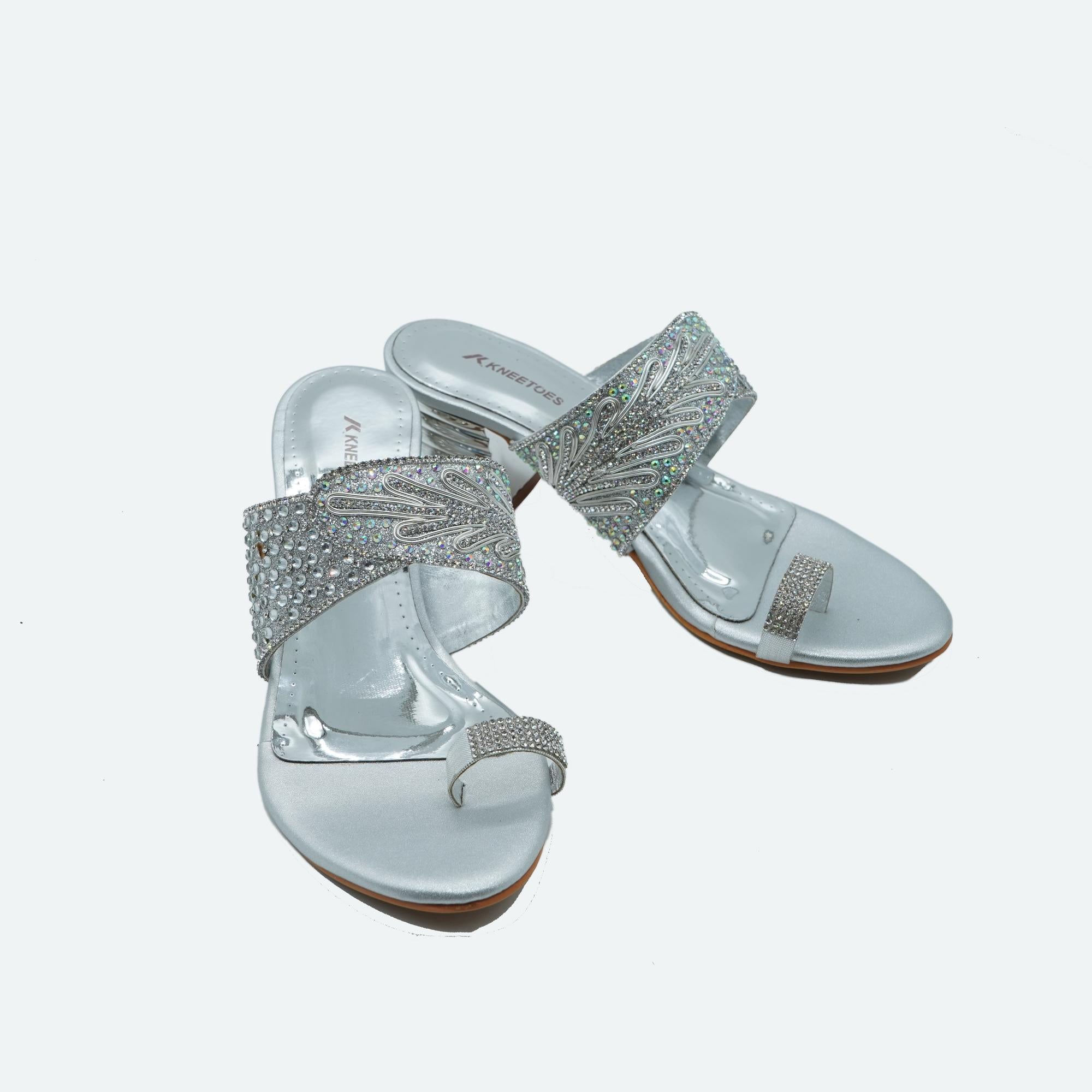 Shine Pop Silver Block Heels