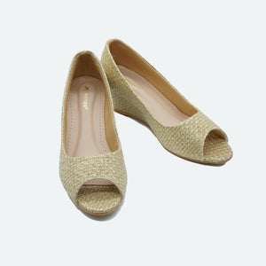 Shine Pop Gold Peep-Toe Wedge Sandals