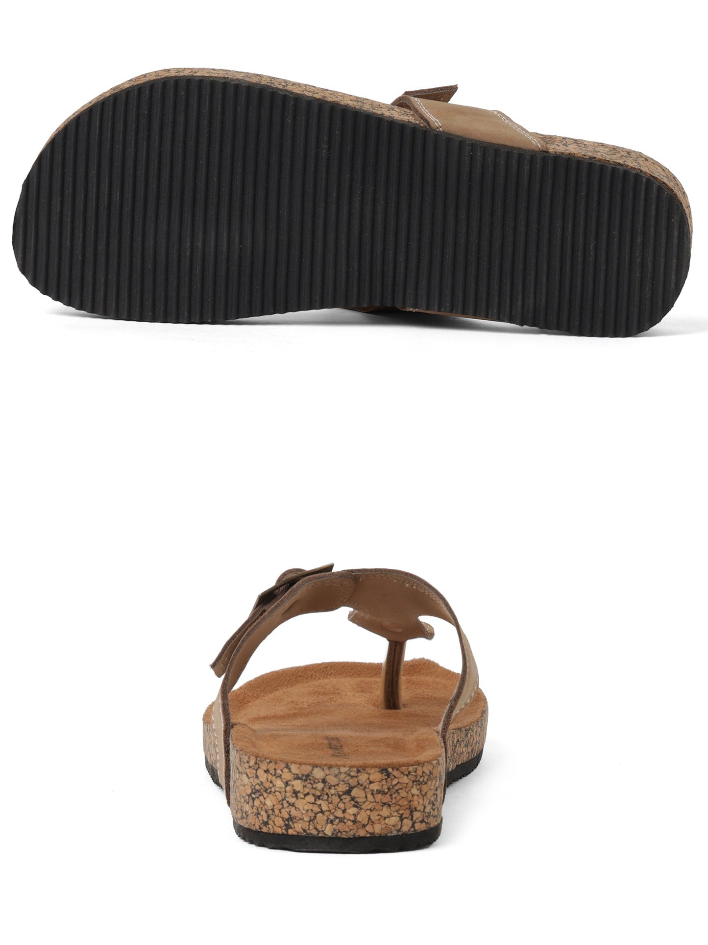 Beige Genuine Leather Sandal