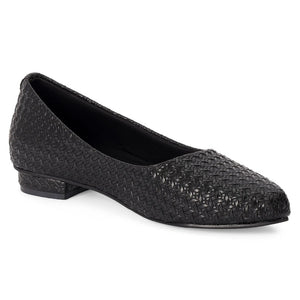 Textured Black Lightweight Block Heel Ballerinas
