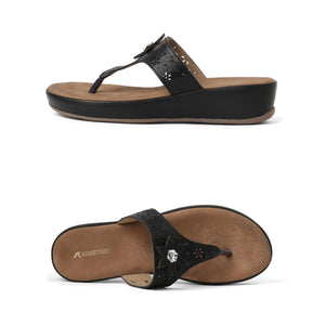 Classic Black Flower Cut-Work Sandals