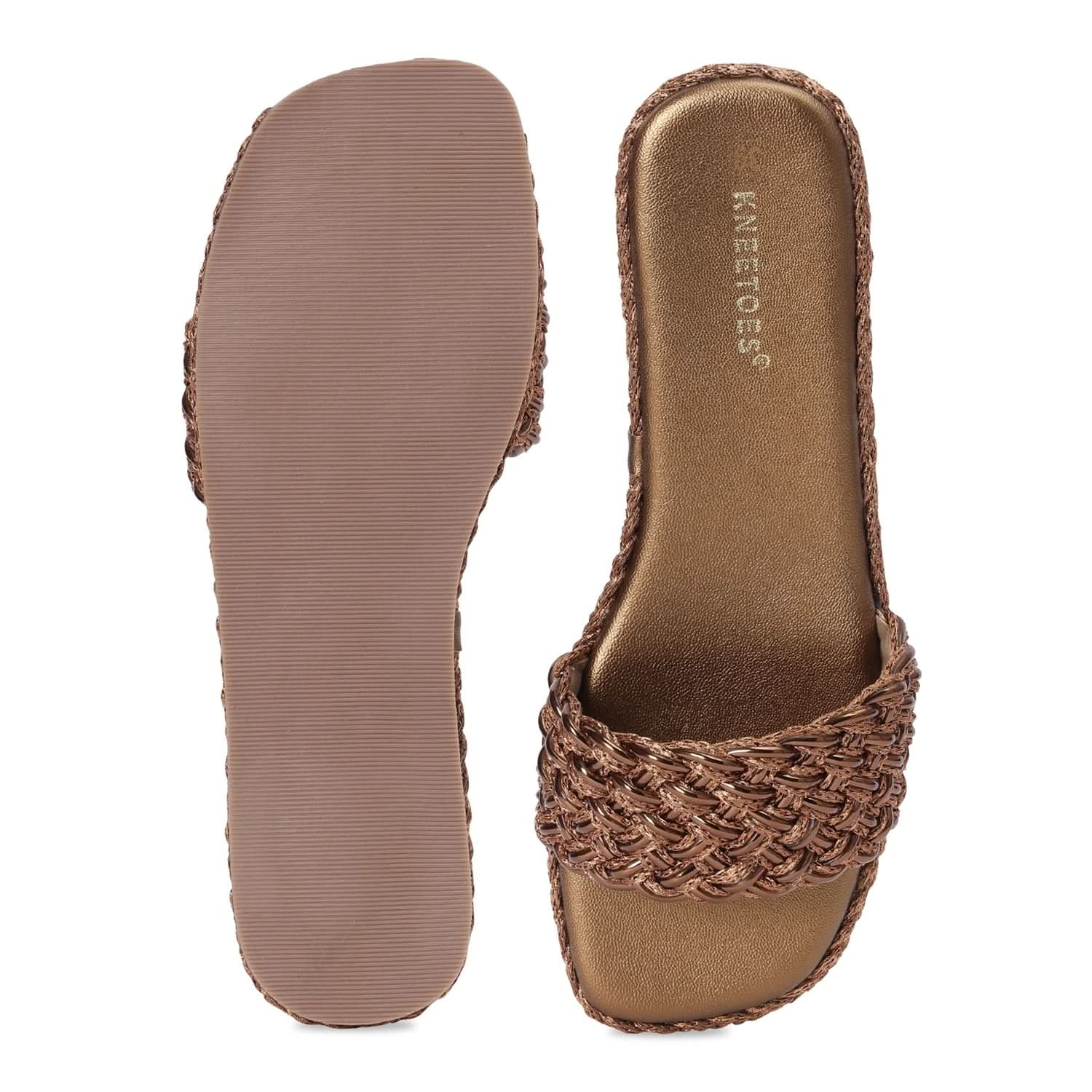 Bronze Braided Slip-On Flats