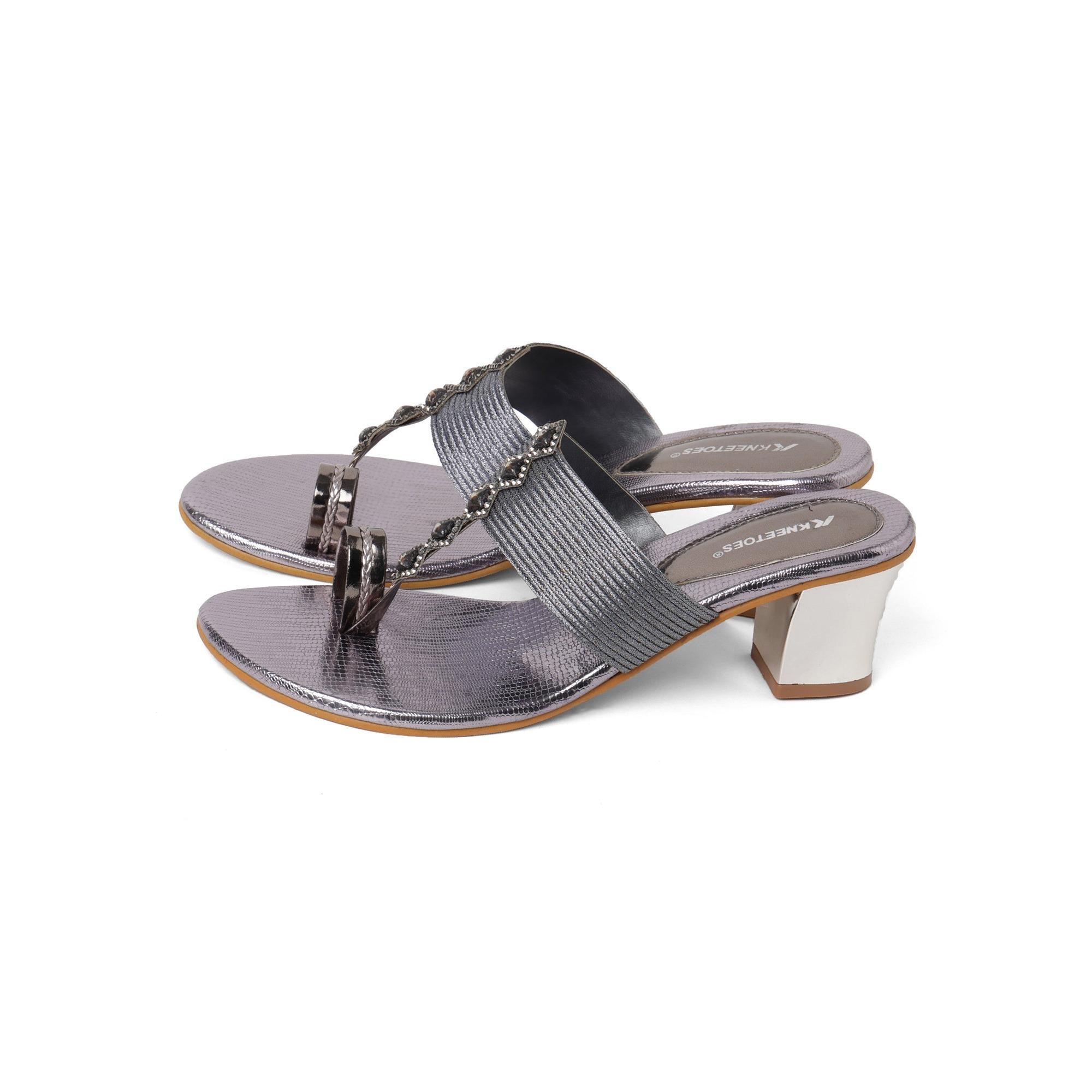 Bold Gem Embellished Metallic One-Toe Sandals