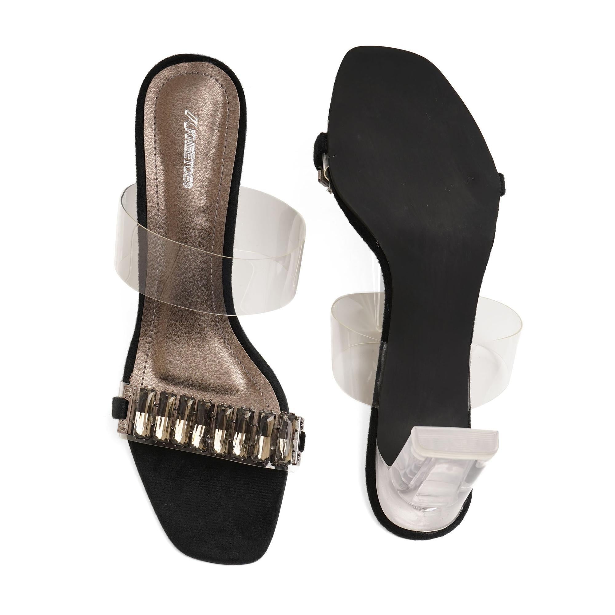 Sparkle Studs Black Block Party Sandals