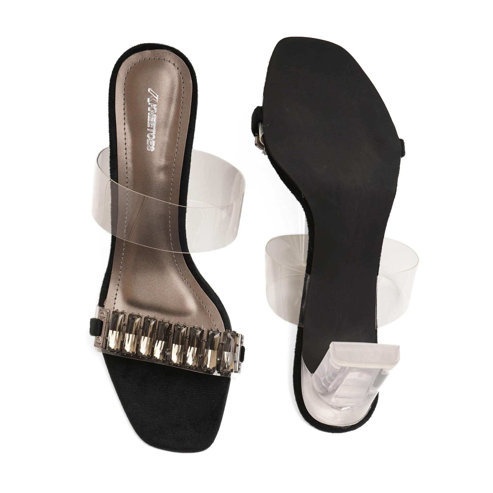 Sparkle Studs Black Block Party Sandals