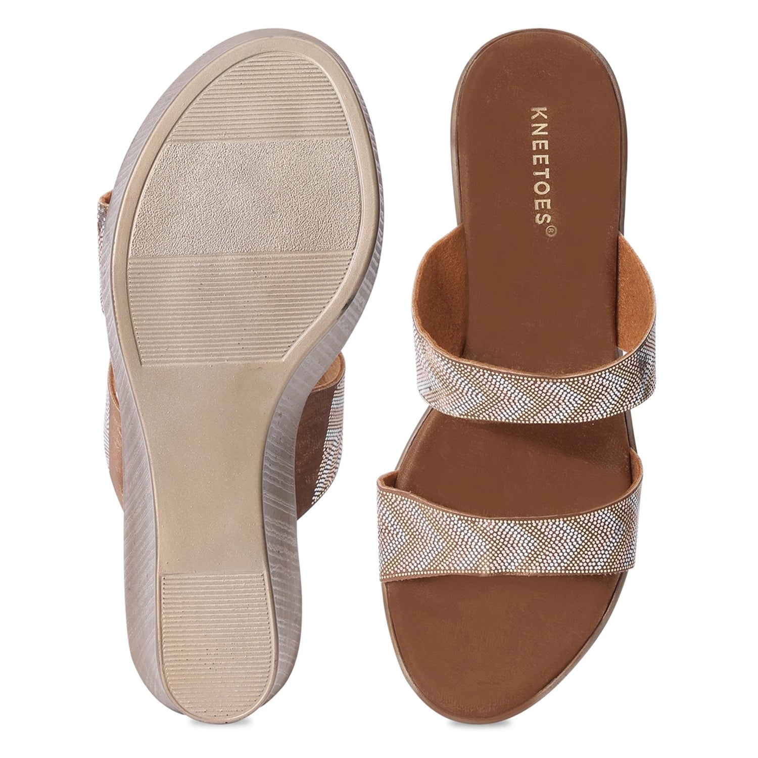 Stylish Bronze Wedge Heel Open-Toe Sandals