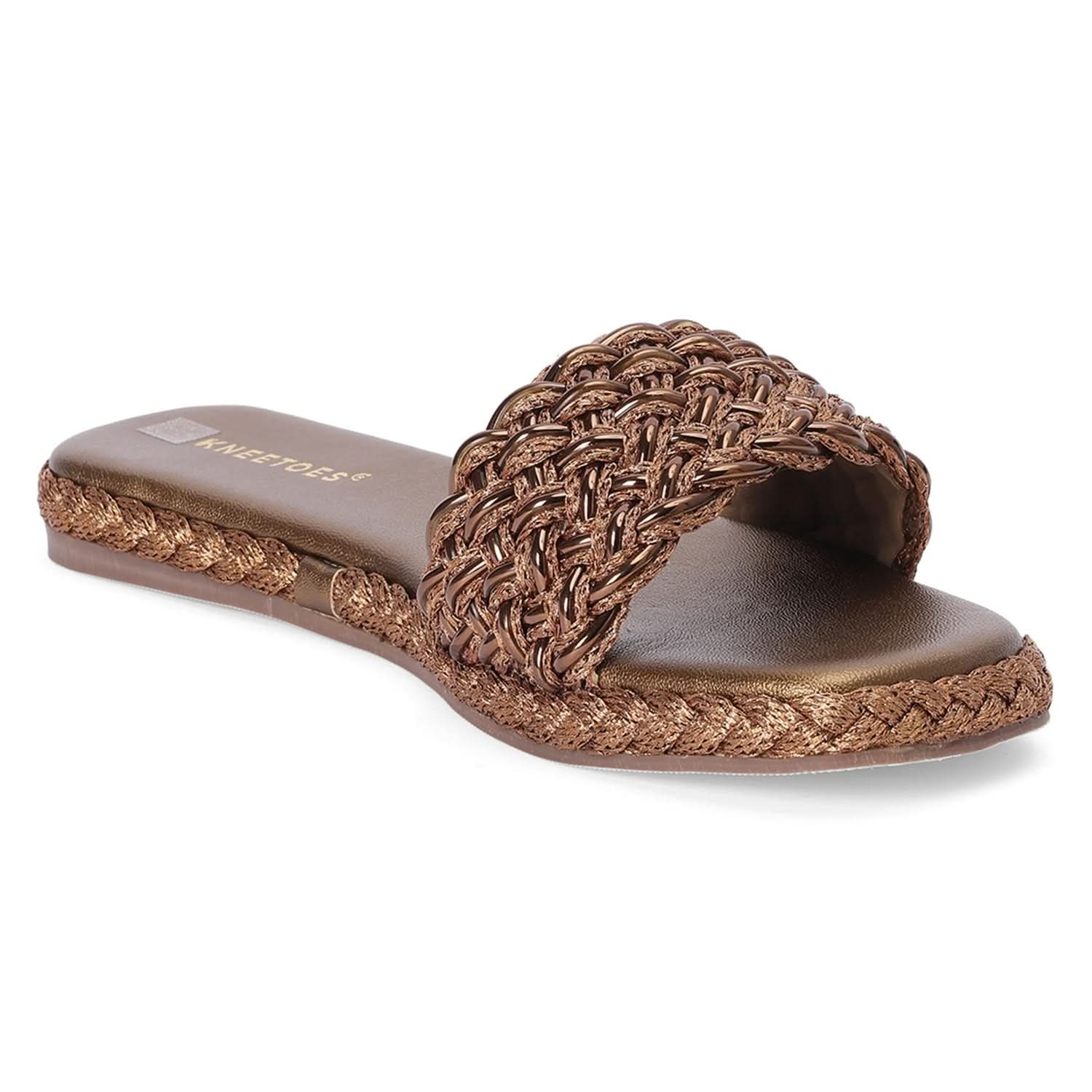 Bronze Braided Slip-On Flats