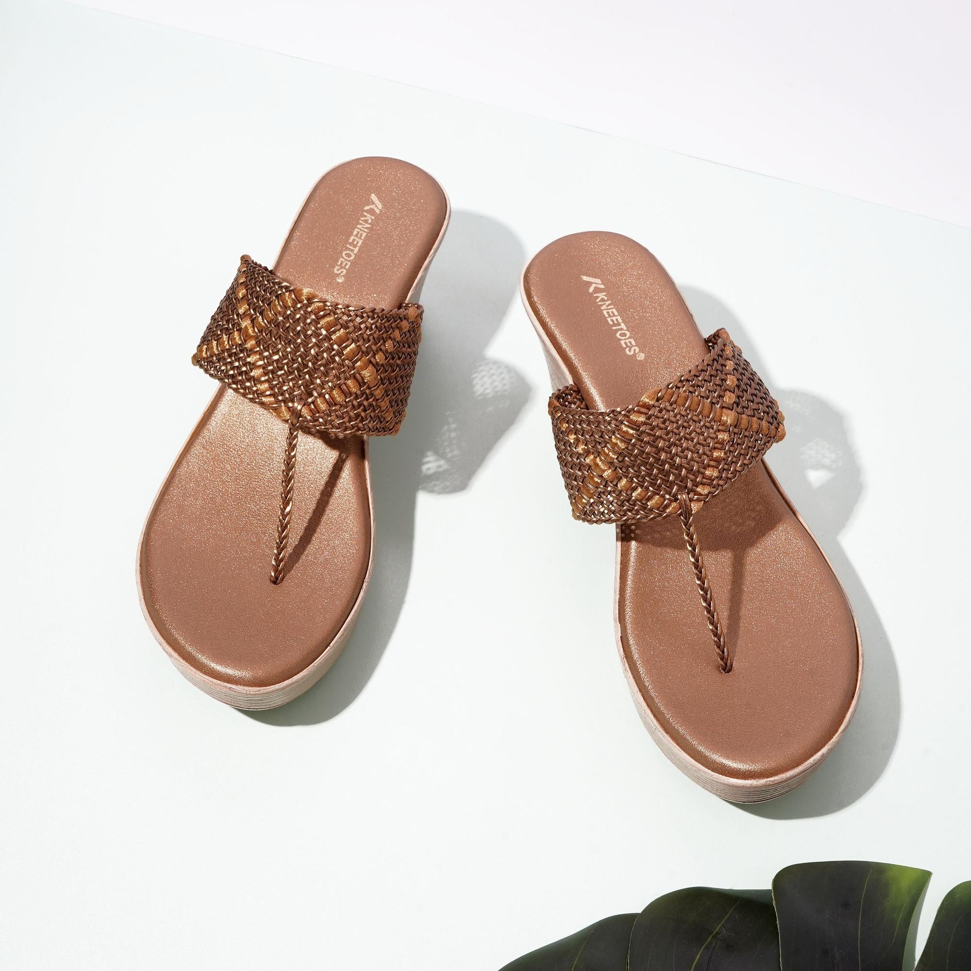 Breeze Net Bronze Wedge Heel Sandals