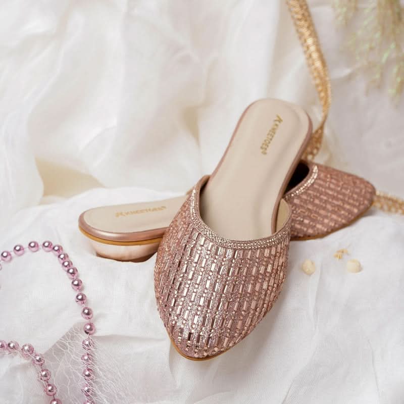 Shine Pop Rose-Gold Mules