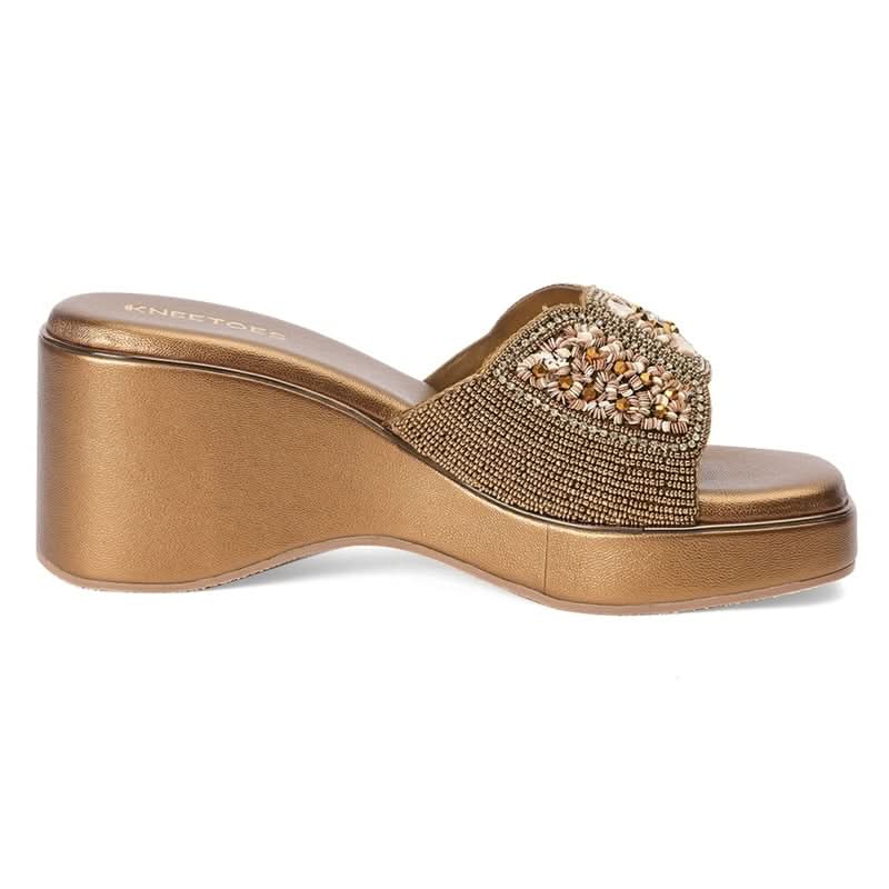 Zari - Bronze Wedge Sandals