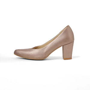 Soft Glow Gold Block Heel Pumps
