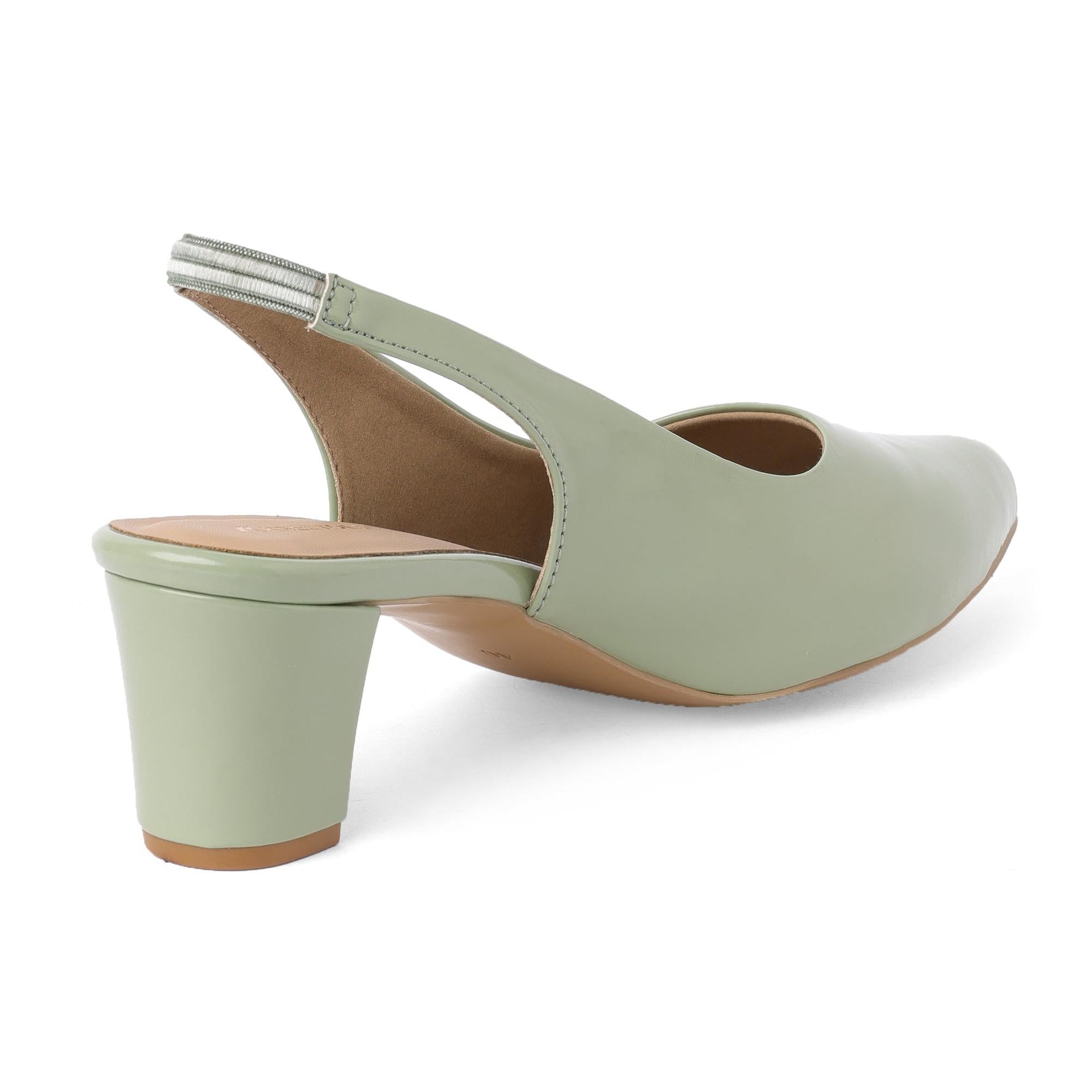 Sage Block Heel Sling-Back Sandals