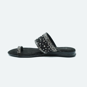 Jet Black Embellished One-Toe Special Sandals