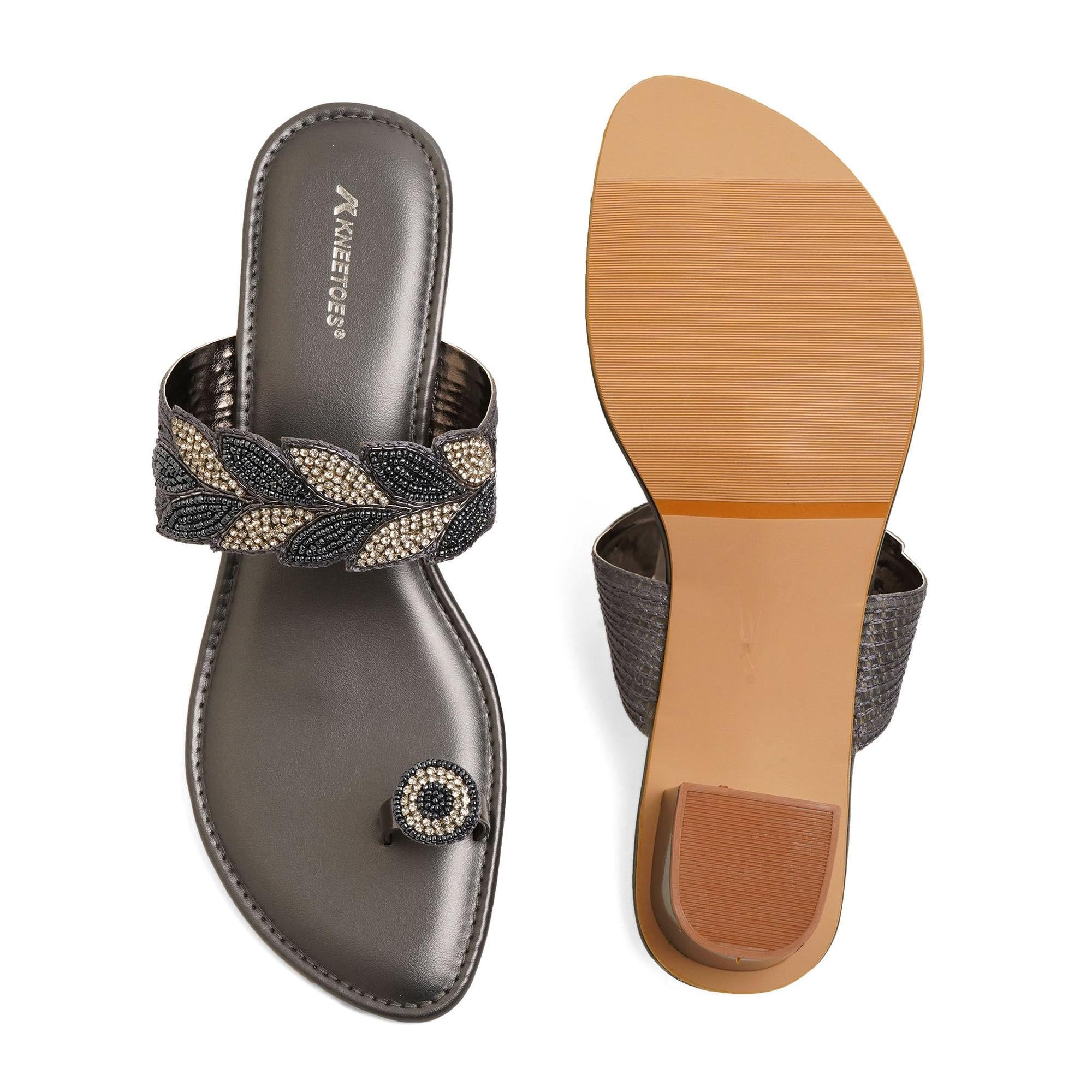 Bead Luxe Grey Block Sandals