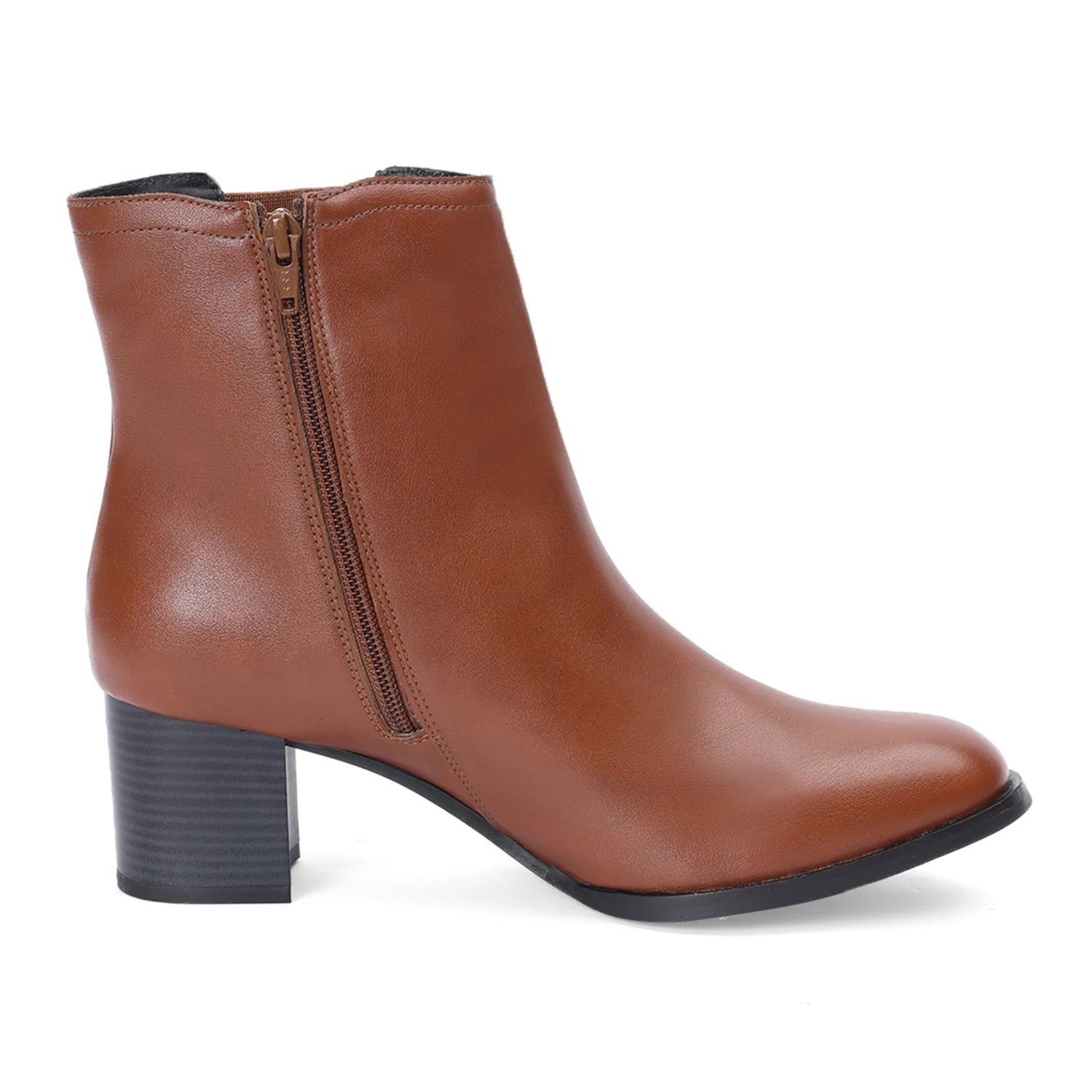 Tan Block Heel Comfortable Beatle Boots