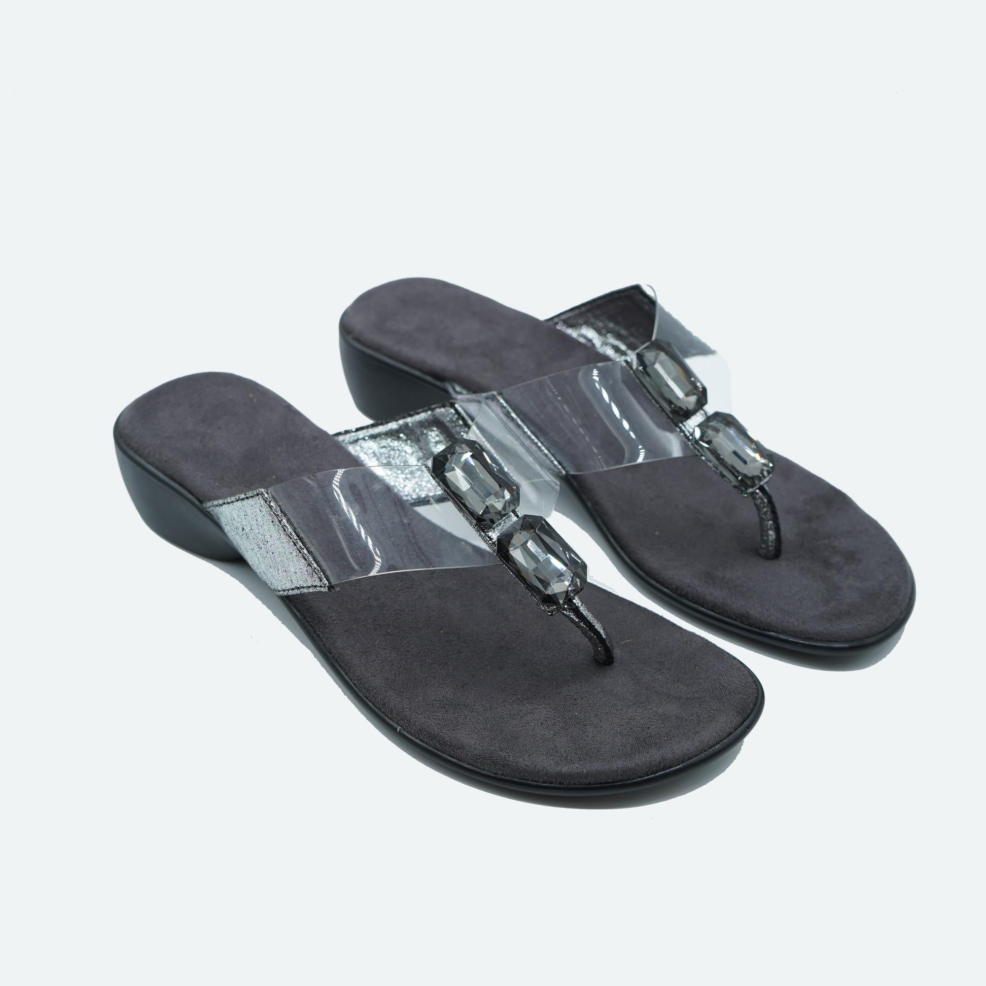 Gemglow Transparent Grey Thong Sandals