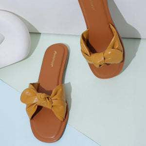 Mustard Statement Bow Slippers