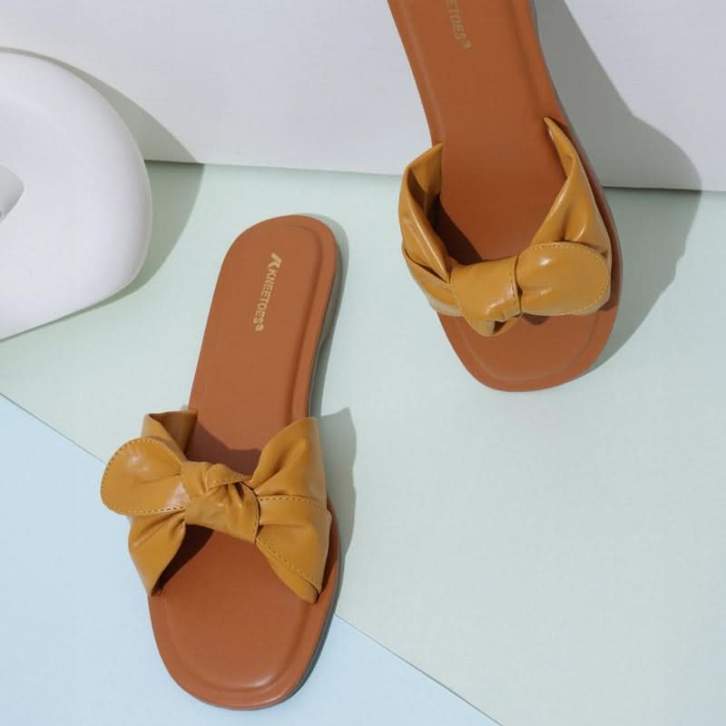 Mustard Statement Bow Slippers