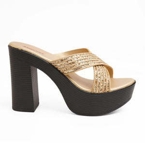 Dazzling Gold Criss-Cross Party High Heels