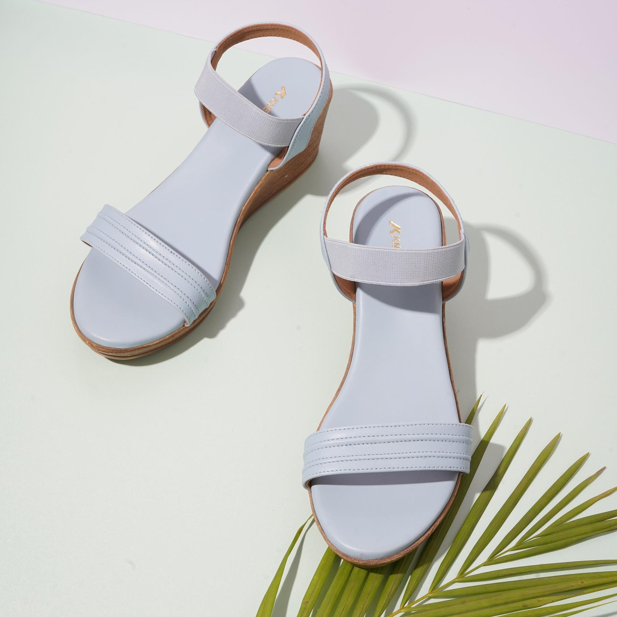 Breezy Light-Blue Casual Wedge Heels