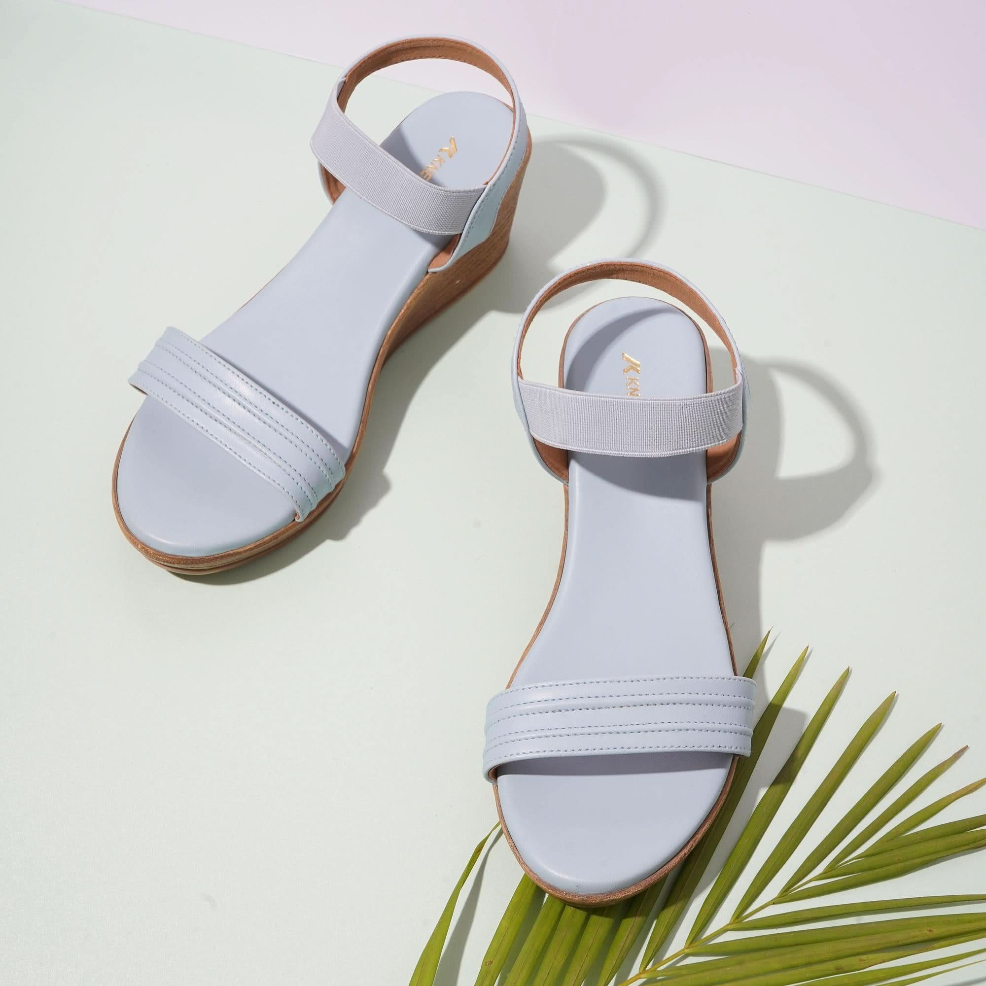 Breezy Light-Blue Casual Wedge Heels