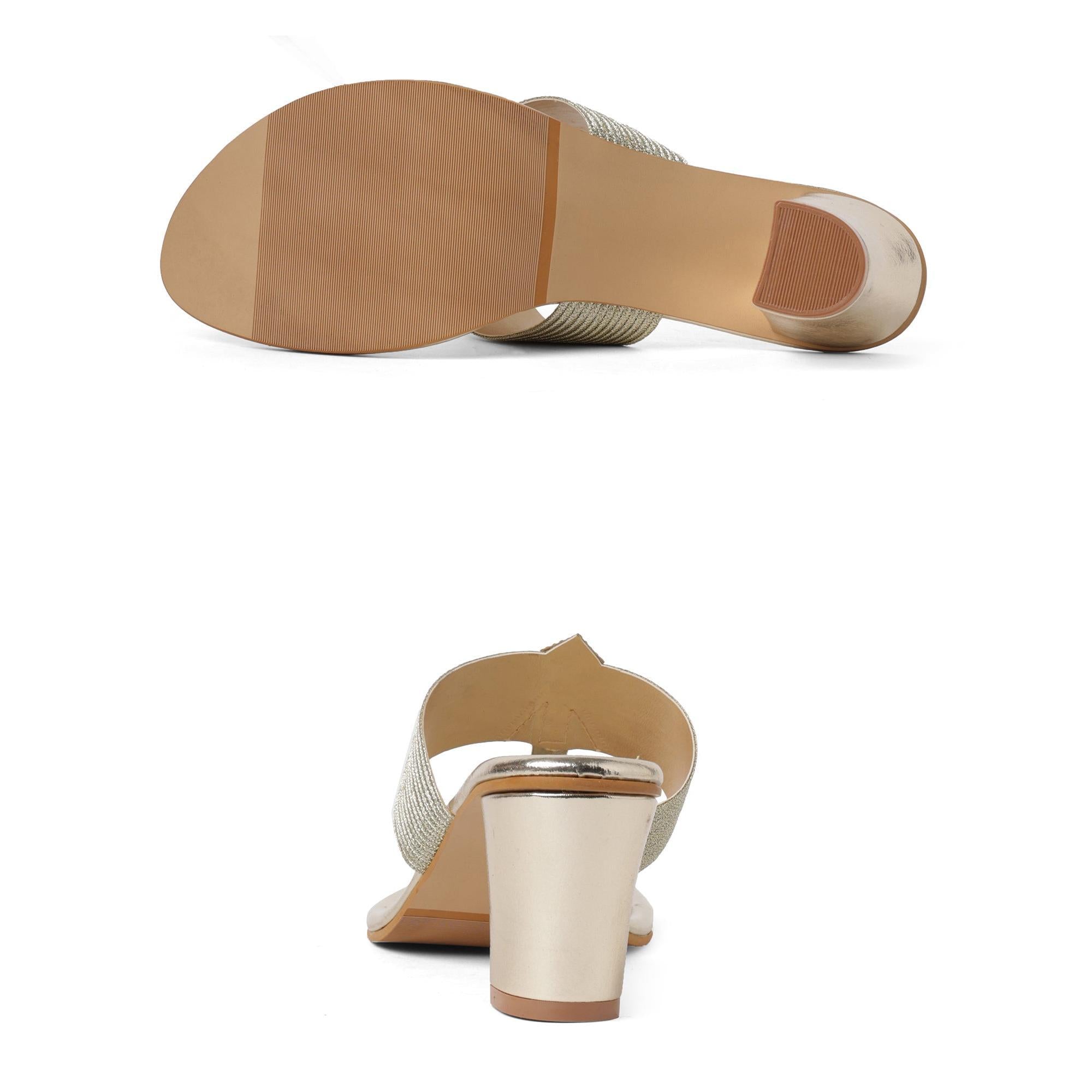 Luxe Shimmer Gold Block Sandals