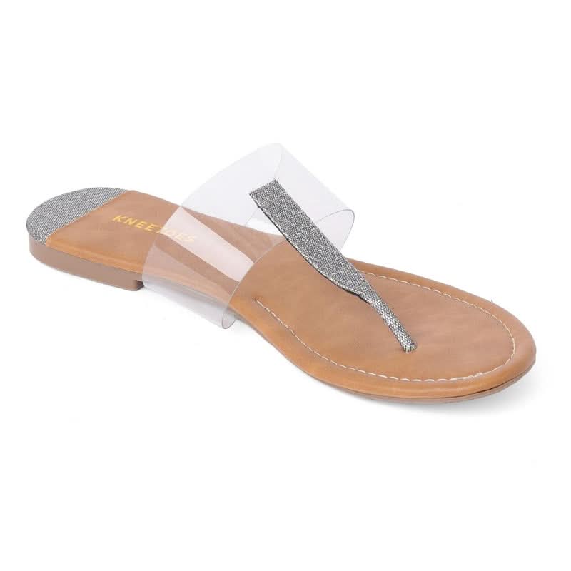Transparent glossy T-Strap Slippers