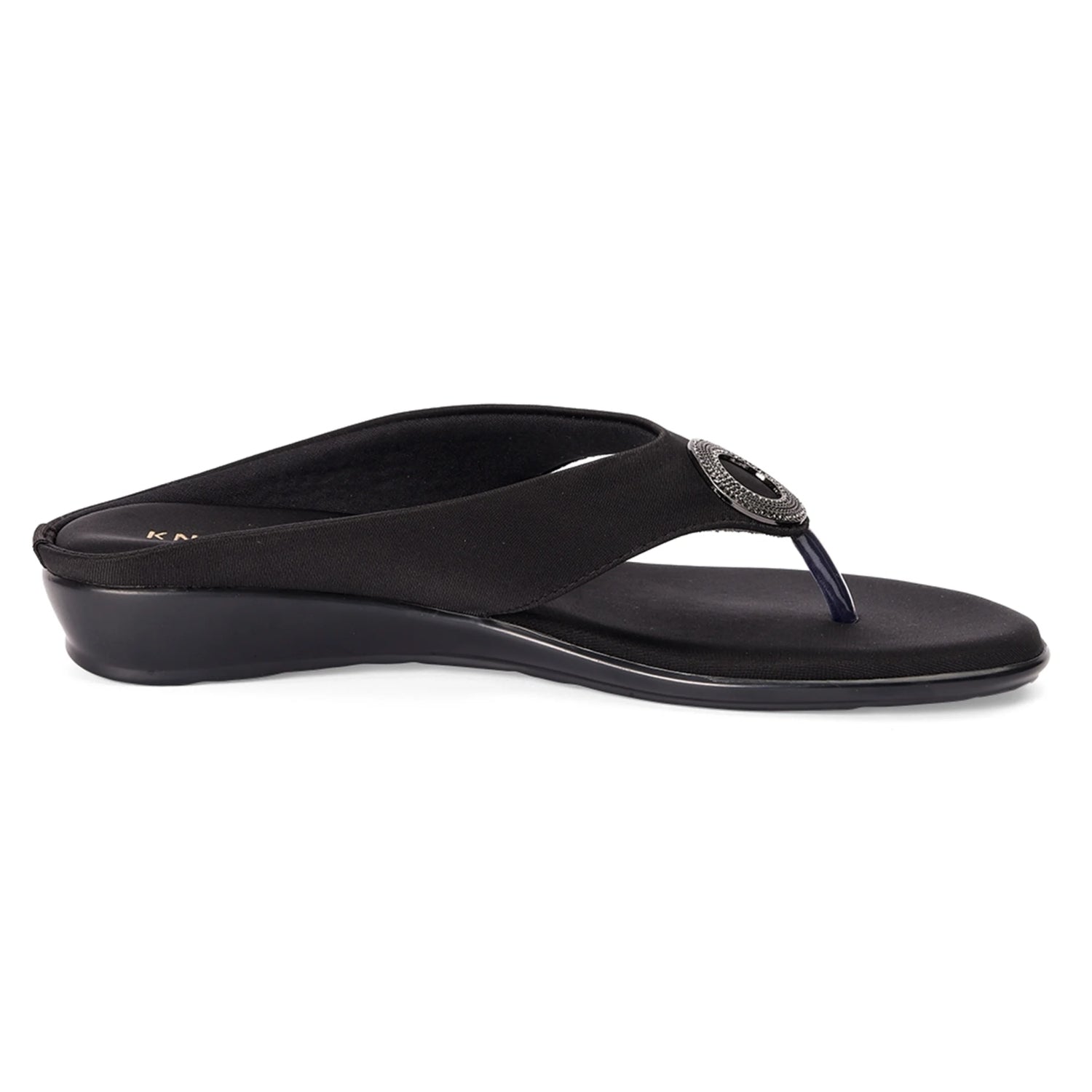 Versatile Black Wedge Heel Thong Sandals