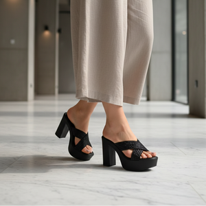 Black Criss-Cross Party High heels