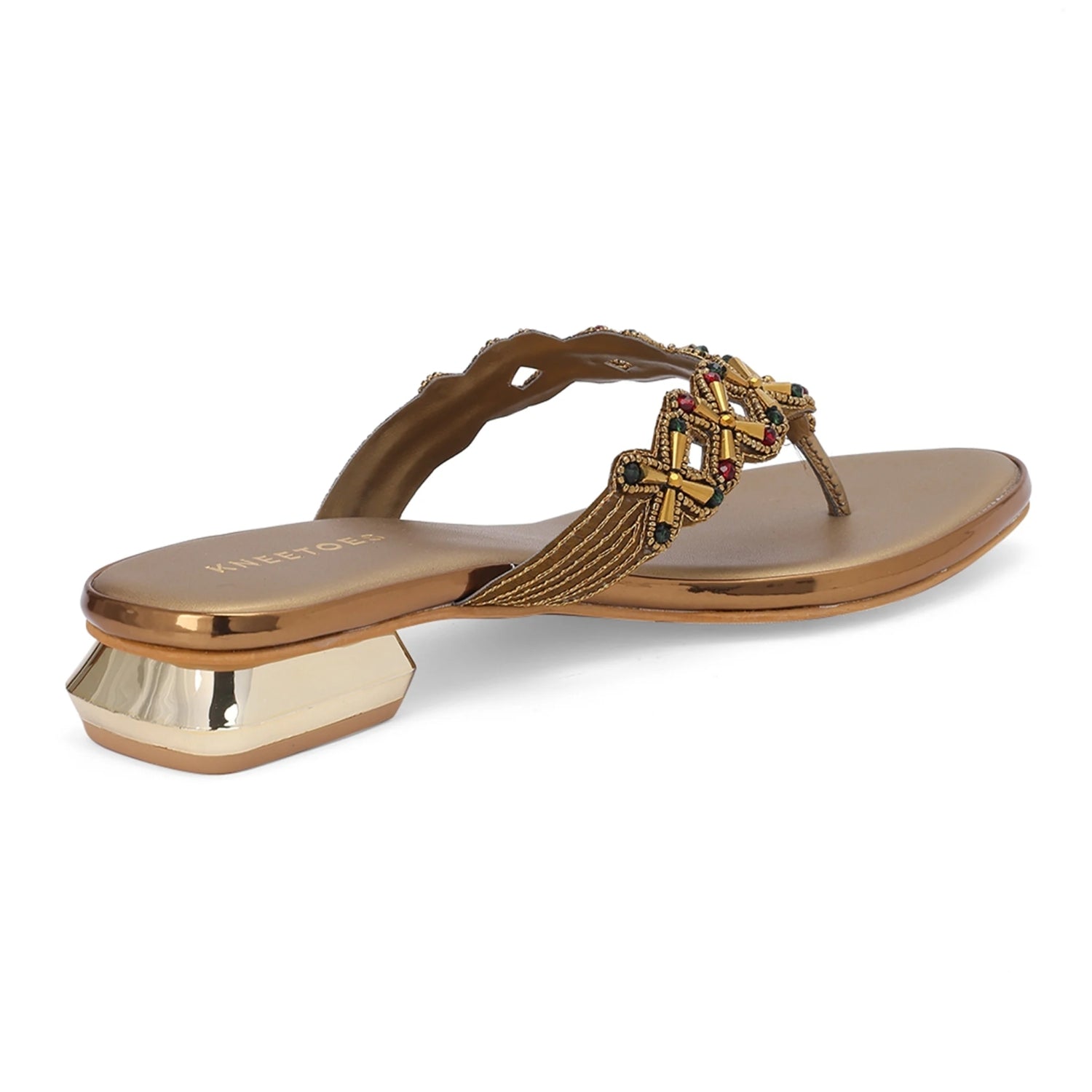 Embellished Bronze Stylish Thong Sandals