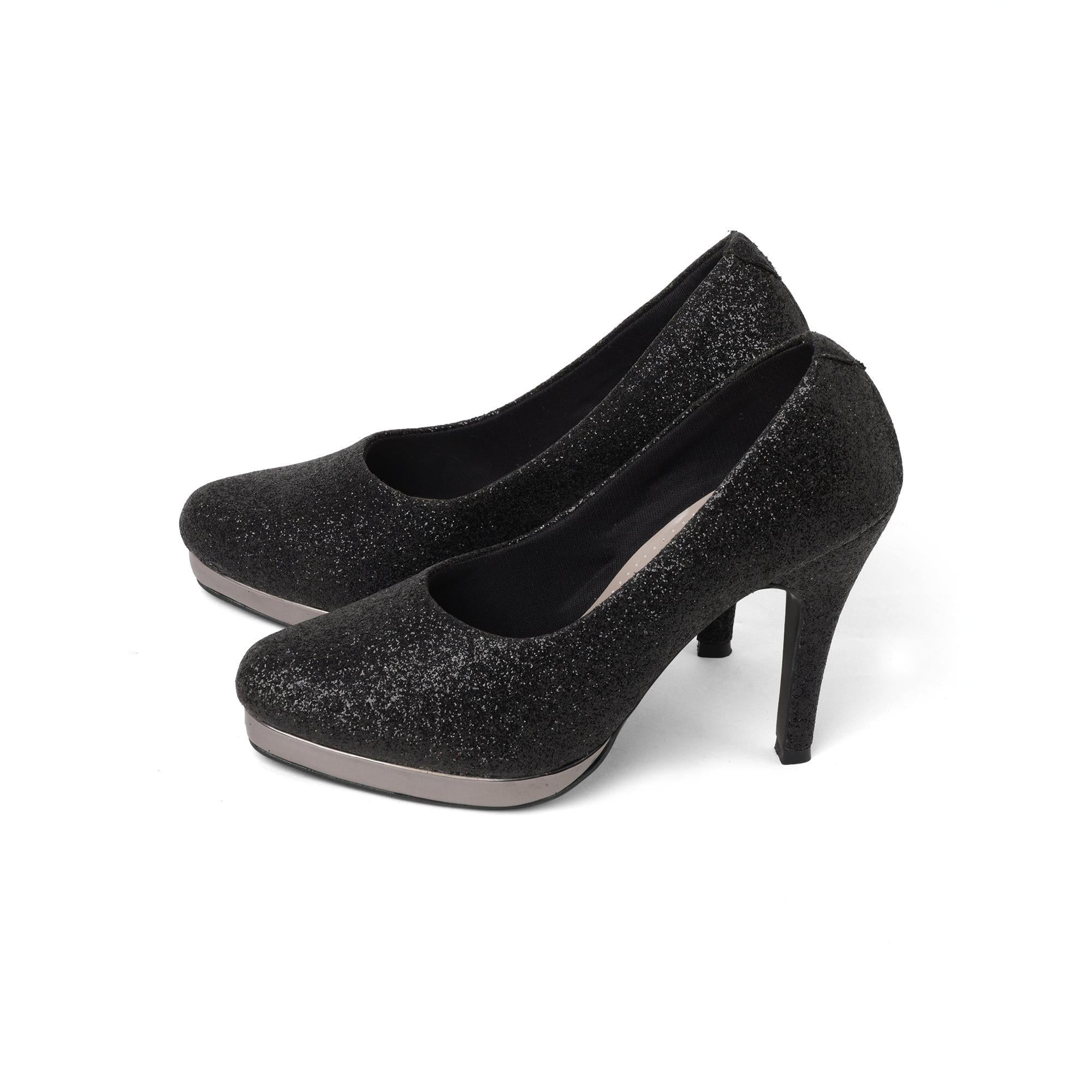Shine Pop Black Shimmer Stiletto Pumps