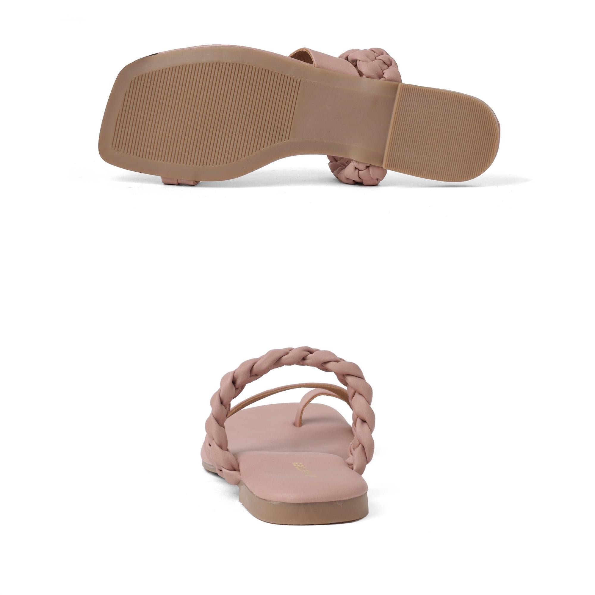 Soft Pink Braided One-Toe Sandals